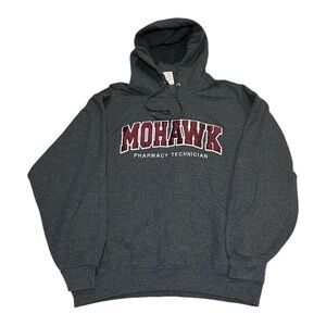 Jerzees NuBlend Mohawk College Grey Sweatshirt Hoodie Size Large Pharmacy Tech